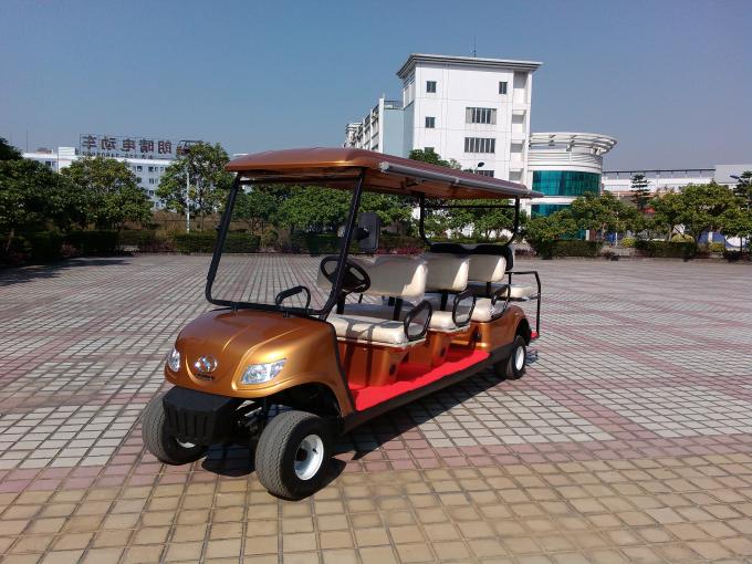 Carros de golf eléctricos del color de oro 8 Seater con el regulador de Curtis para el hotel Reasort 0