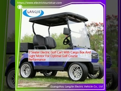 Carro de golf eléctrico de 2 asientos con caja de carga y motor ligero para un rendimiento óptimo del campo de golf