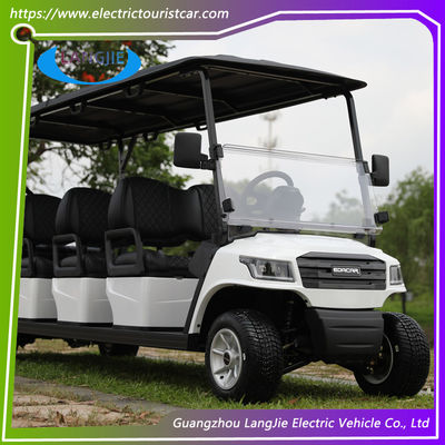 Carritos de club eléctricos de color blanco de 48 V con batería de 8 asientos con motor de golf