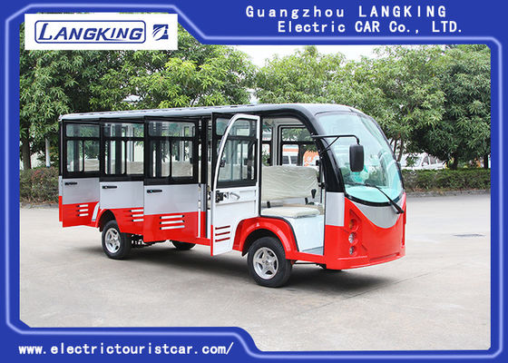 Coche de visita turístico de excursión eléctrico a puerta cerrada de 14 pasajeros con el motor de CA superior de voltio 7.5KW de la capacidad que cruza 72