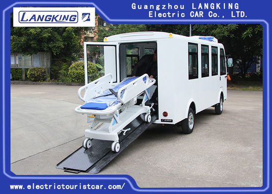 La ambulancia eléctrica modificada para requisitos particulares 8 del carro de golf del color asienta + 1 motor de CA de la cama 72V /7.5KW